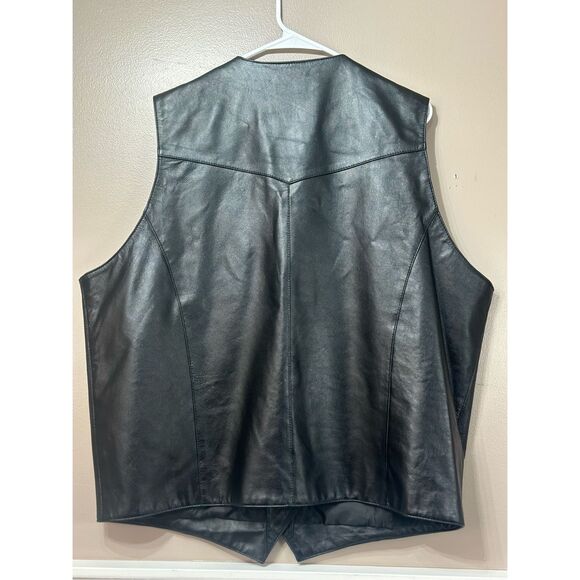 NWOT Cripple Creek Slick Black 100% Leather Western Vest Men's 3XL - Picture 9 of 9
